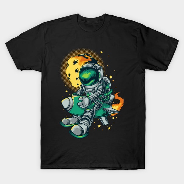 astronaut rocket illustration T-Shirt by Mako Design 